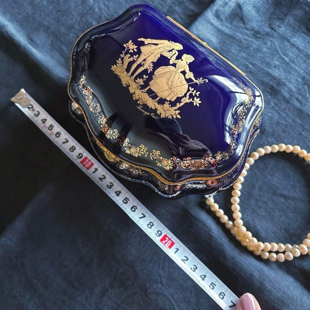 リモージュキャッスル陶器製ボックス コバルトブルー　22kゴールド