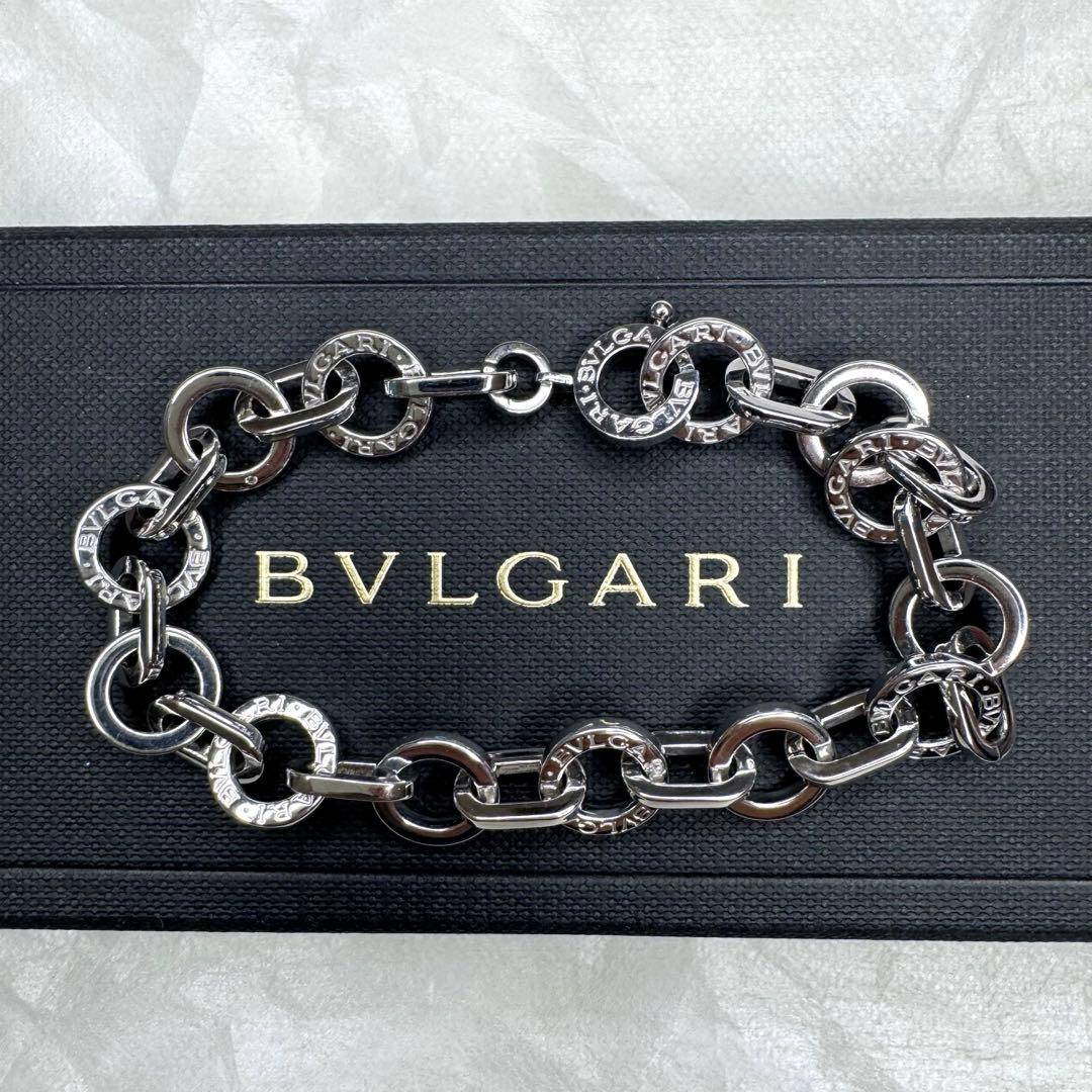 美品☆ BVLGARI ブルガリ　サークルチェーンブレスレット　シルバー メンズ