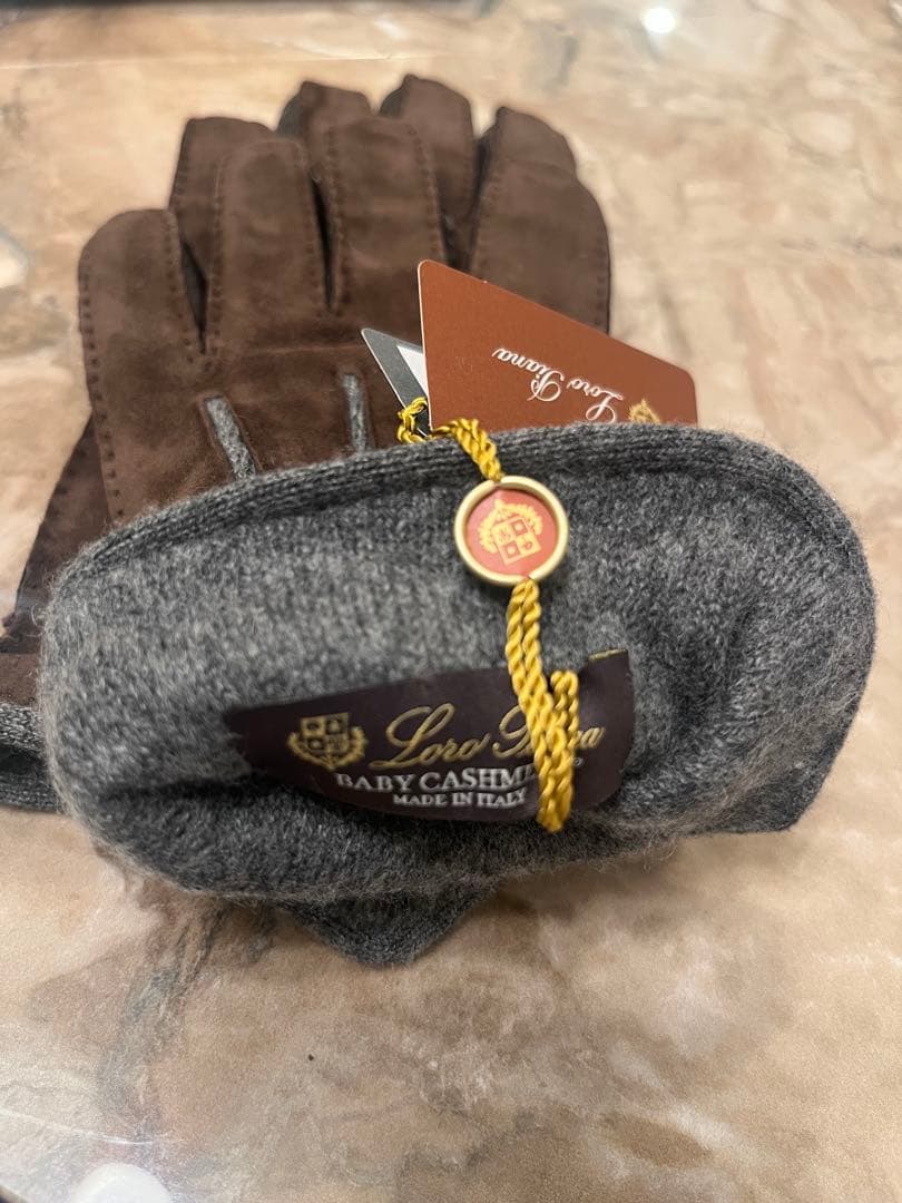 Loro Piana 手袋　茶スエード　ベビーカシミア裏地付