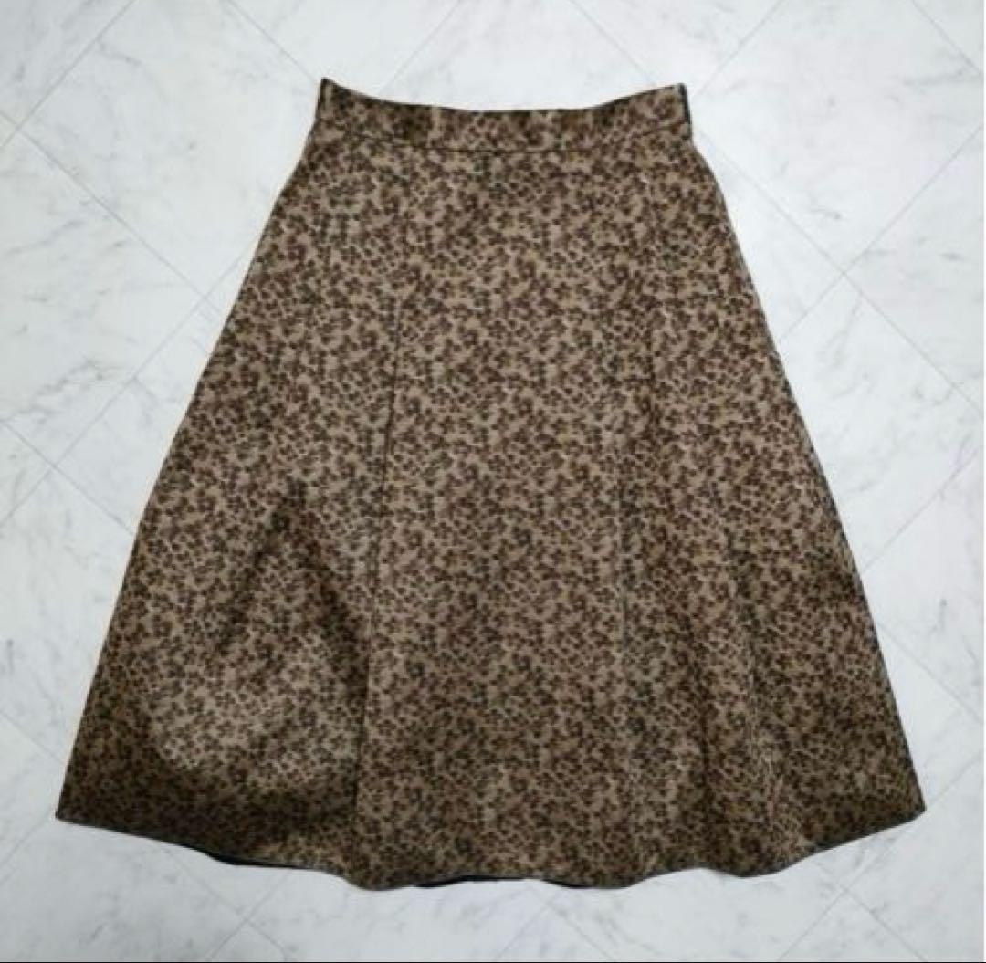 トゥモローランド　レオパードタックフレアスカート　S