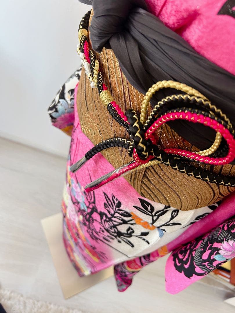 美品　正絹振袖フルセット　豪華　銀彩　銀通し薔薇ピンク花柄