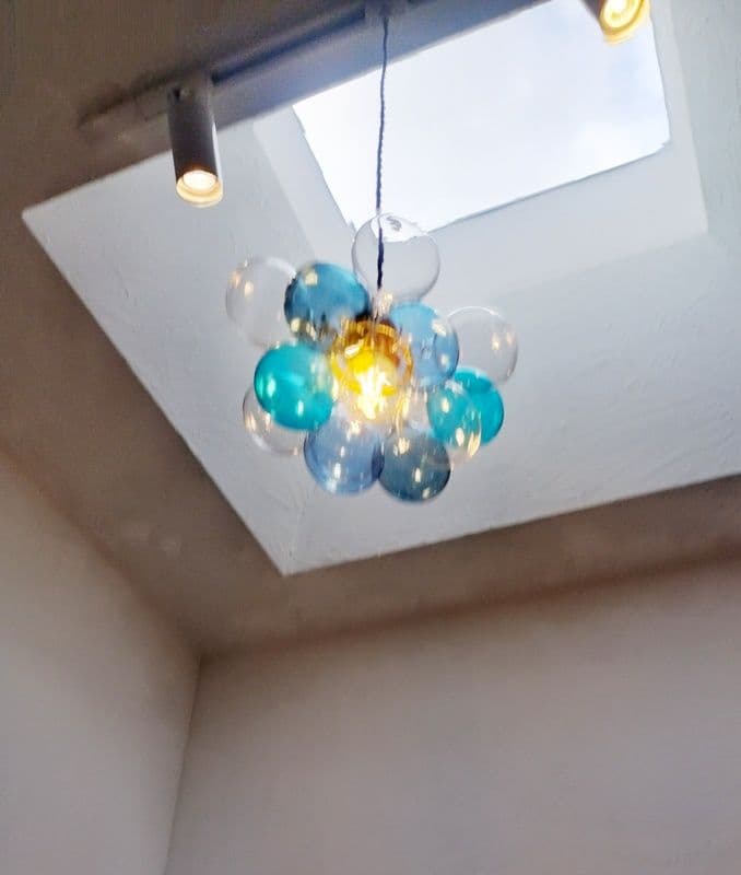 バブルペンダントランプブルー系ガラスボールペンダントライトバブルシャンデリア青
