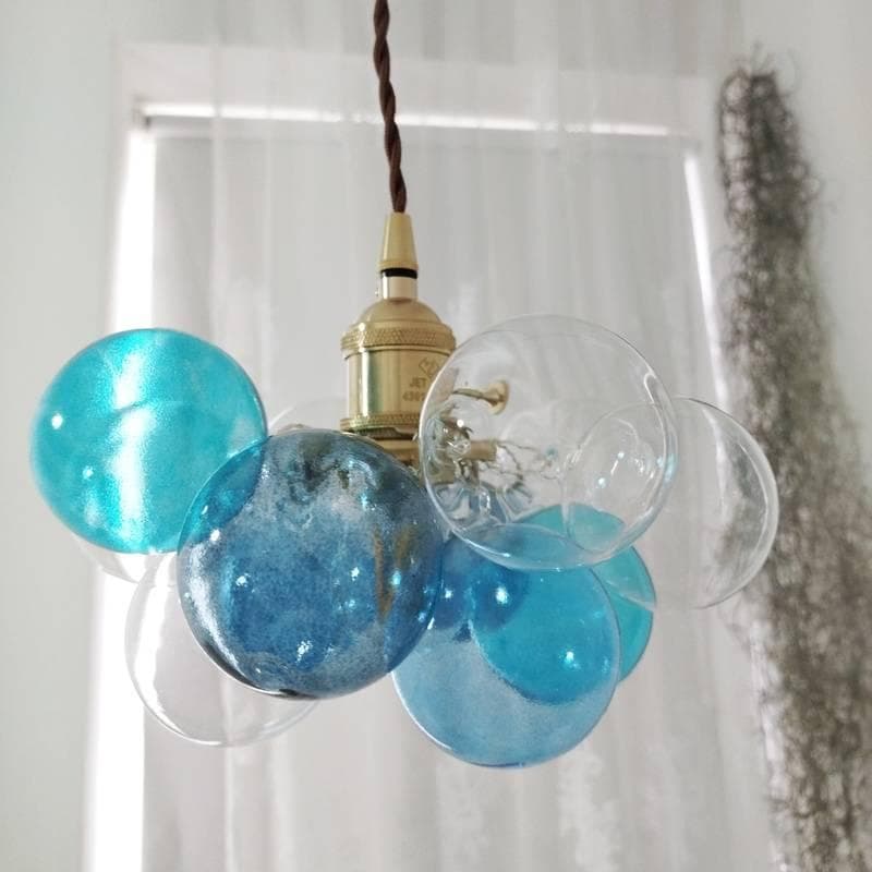 バブルペンダントランプブルー系ガラスボールペンダントライトバブルシャンデリア青