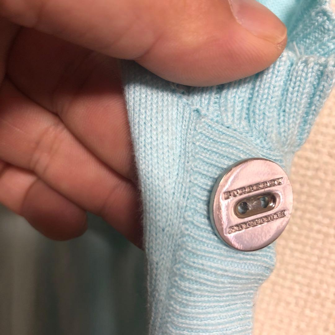 美品　BURBERRY London刺繍　水色 ノバ ノースリーブサイズ2