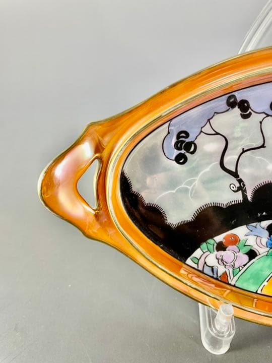 オールドノリタケ デコレディ ハンドル付 トレイ型 絵皿 アールデコ ラスター彩