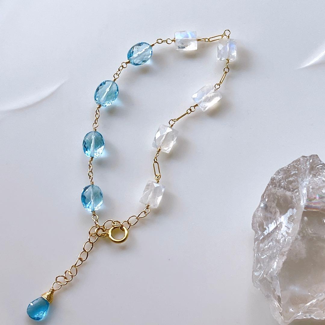 Kaya◆高品質✧スイスブルートパーズ×ブルームーンストーンブレスレット