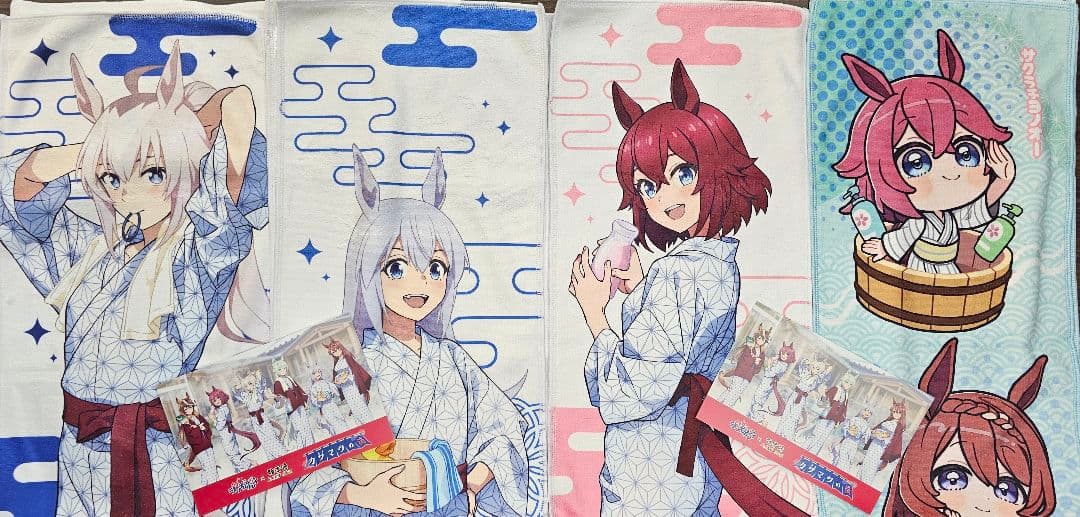 入館特典ポストカード2枚付き ウマ娘 極楽湯マフラータオル4枚セット