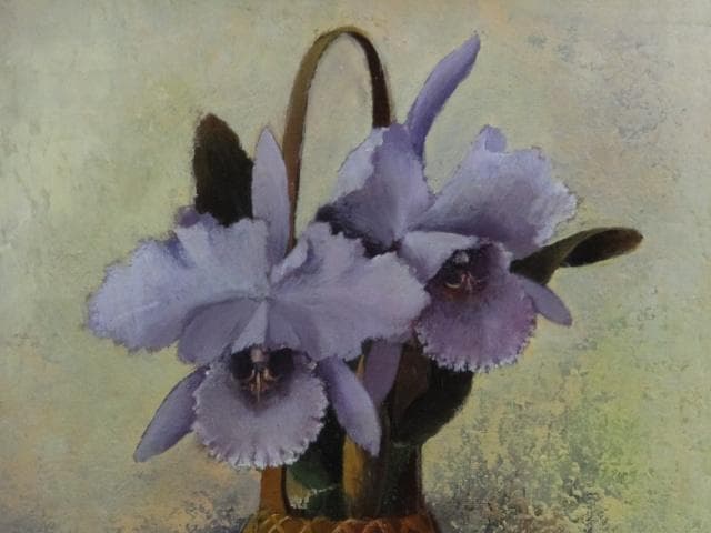 原田彰夫　直筆サイン『かとれあと実』キャンヴァスに油彩 6号 0919D