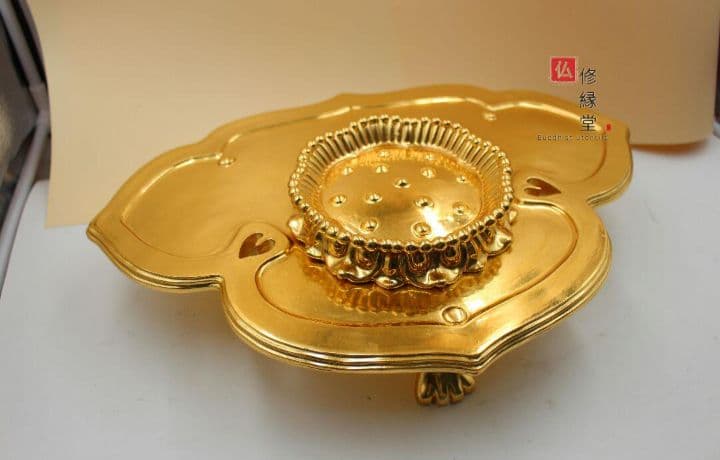 【修縁堂】密教法具 四大明王 法器 金剛盤 真鍮金メッキ