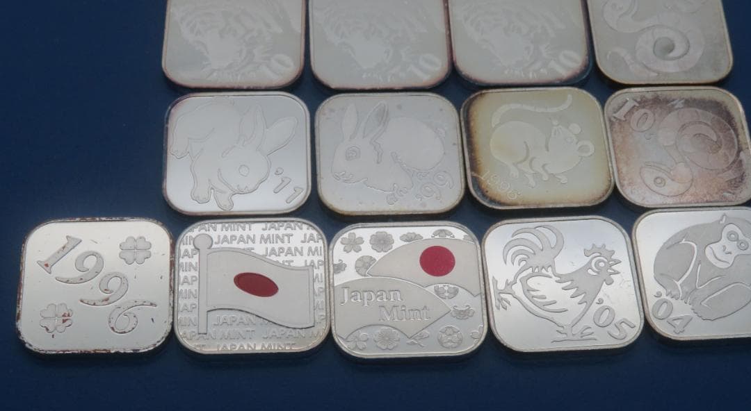 1055.純銀メダル銘純銀メダル17枚まとめ74.05g銀メダルミントだし造幣局