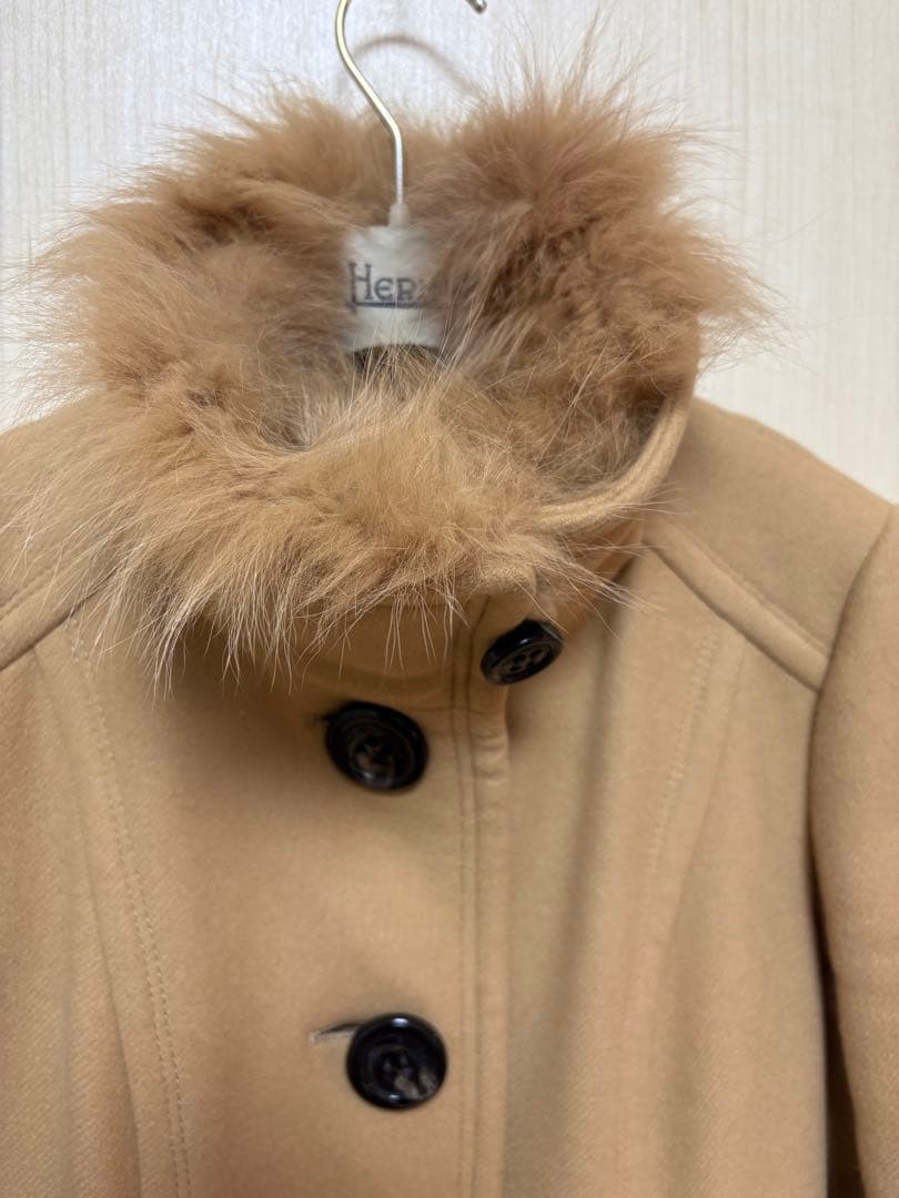 【美品】バーバリーブルーレーベル アンゴラフォックスファー ロングコート38