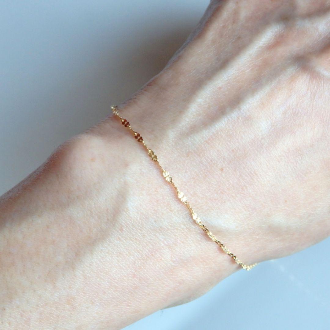 ⭐もみじ⭐　k18アンクレット　クローバーチェーン　1.6㎜幅つけっぱなし