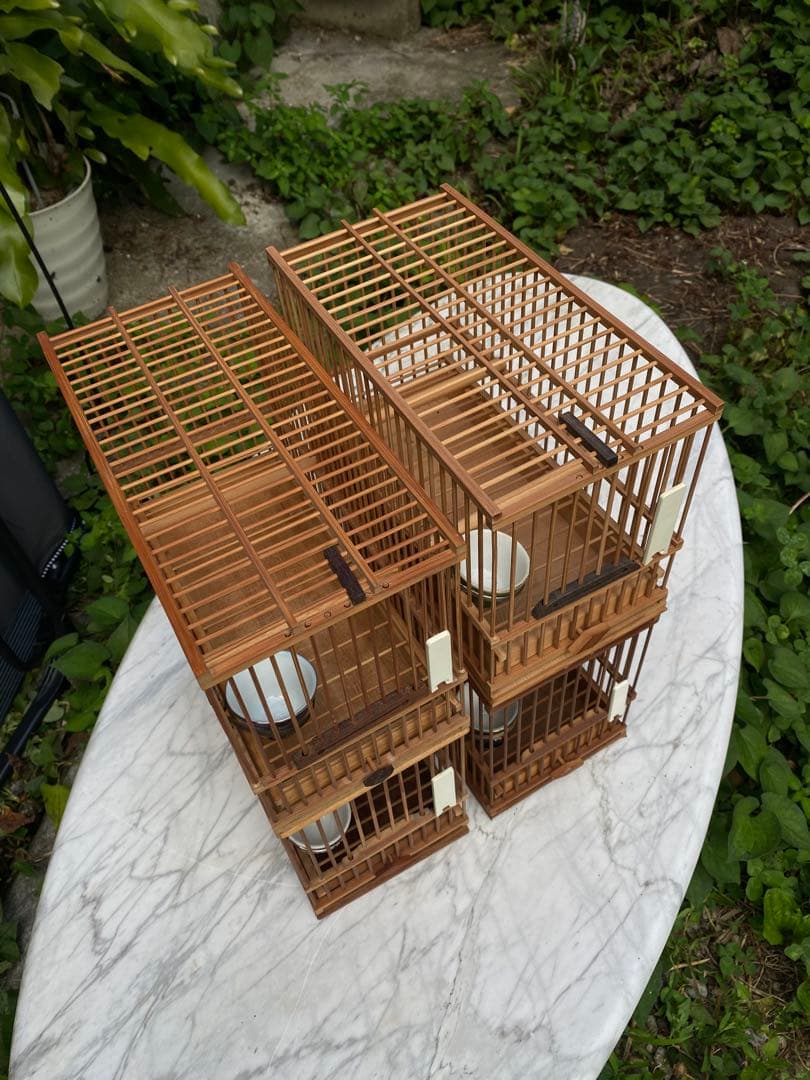 竹製鳥メジロ籠4個セット
