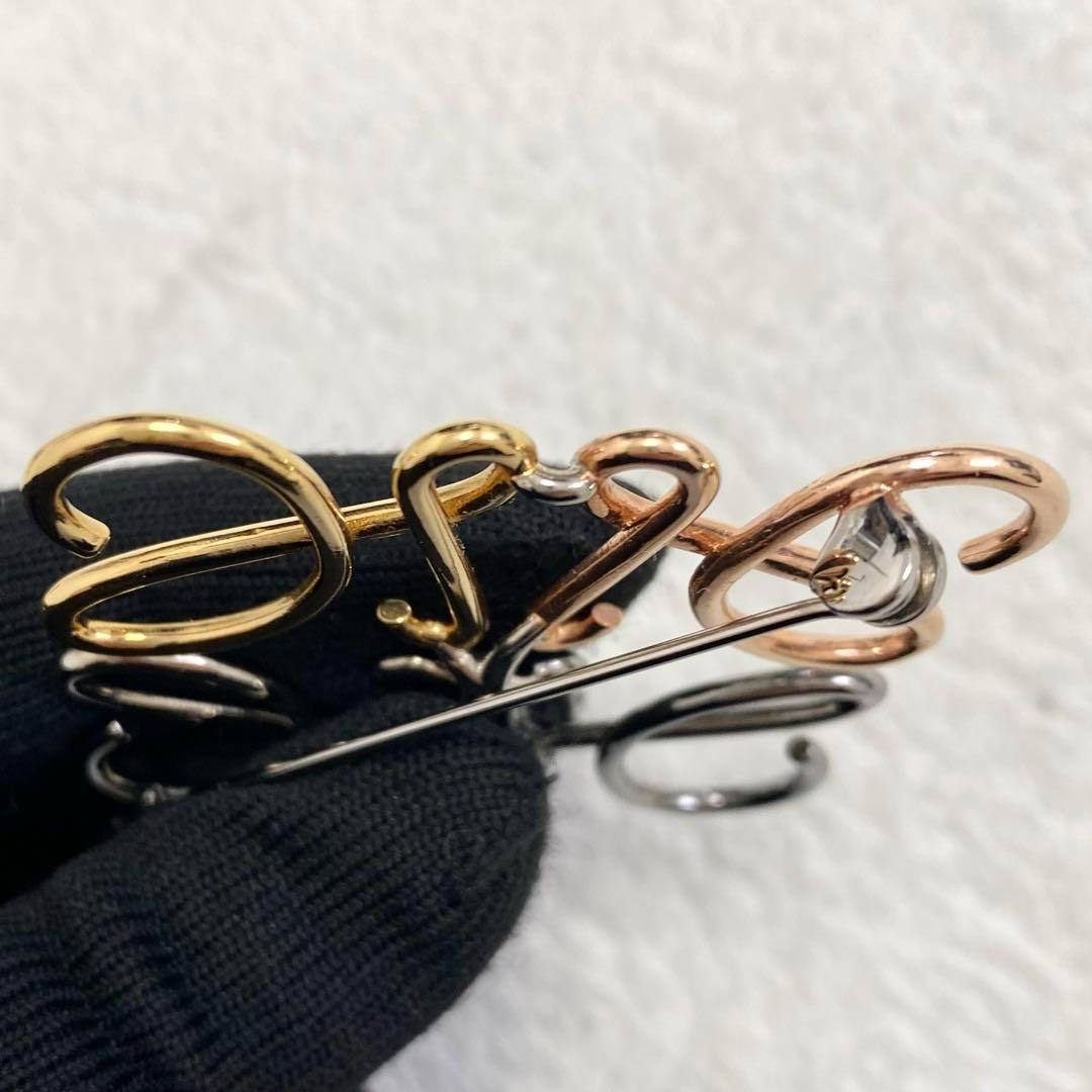 【極美品】ロエベ アナグラム ブローチ マルチカラー シルバー ゴールド