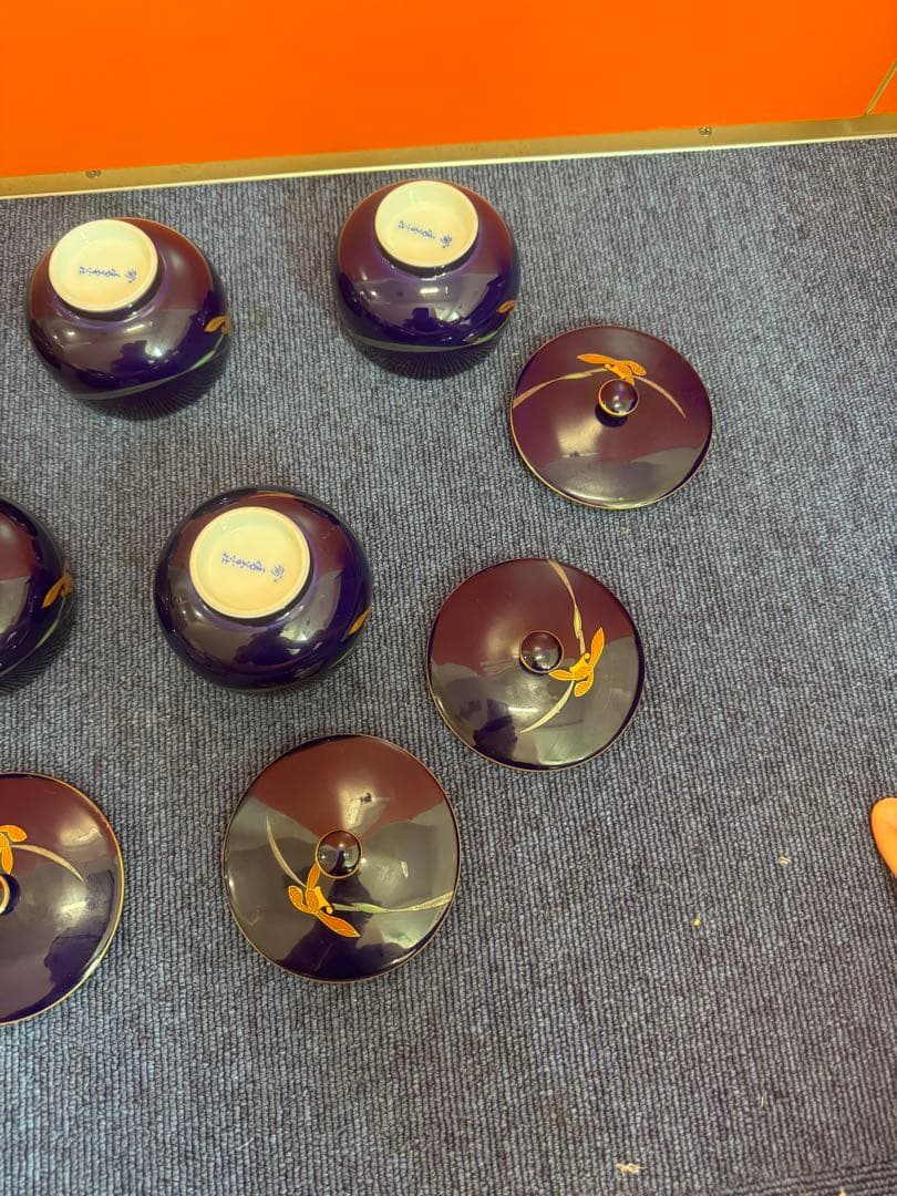 1958 香蘭社　金彩　湯呑蓋付　5客