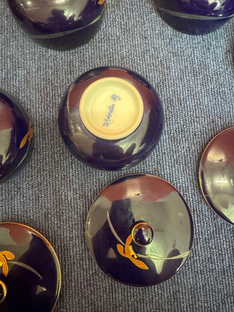 1958 香蘭社　金彩　湯呑蓋付　5客