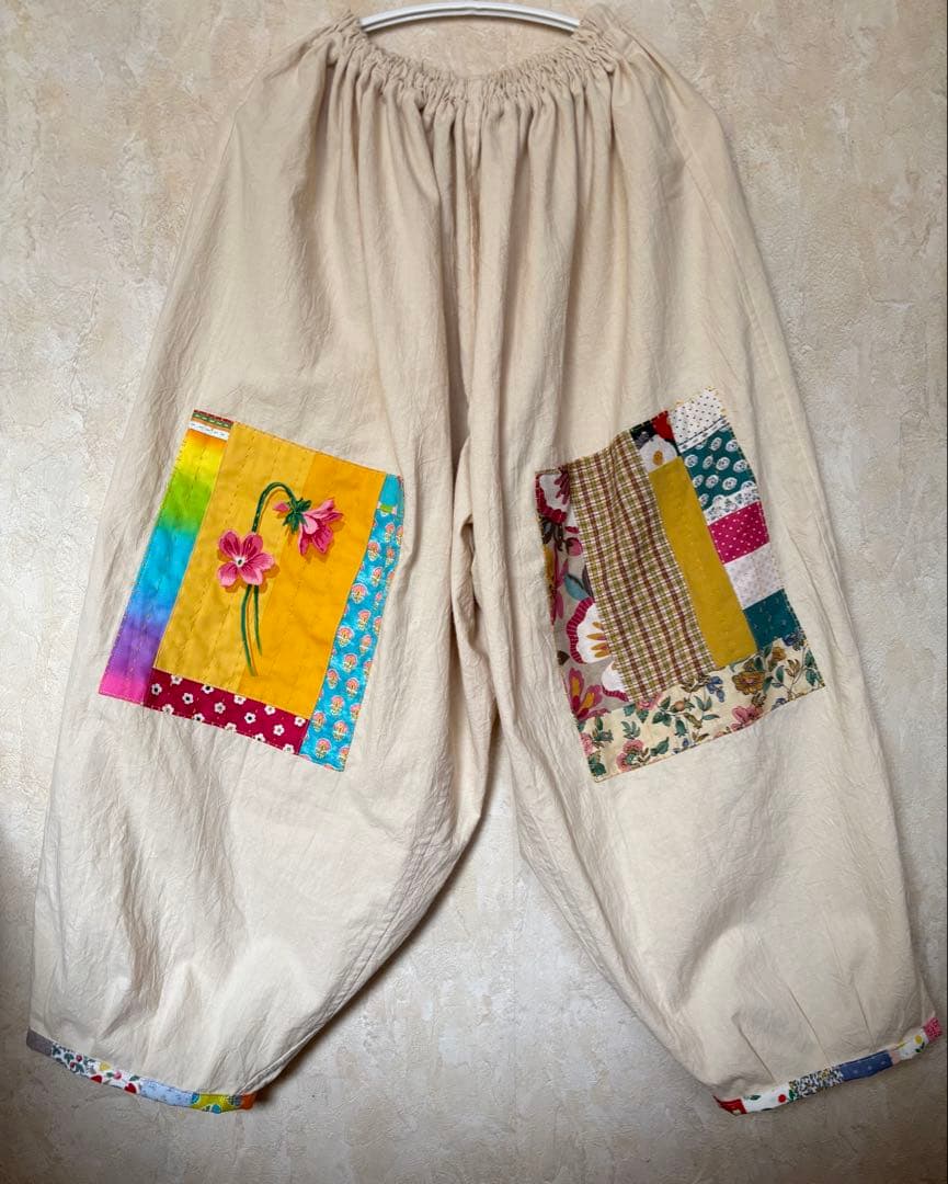 ちくちくもんぺパッチワーククリーム色