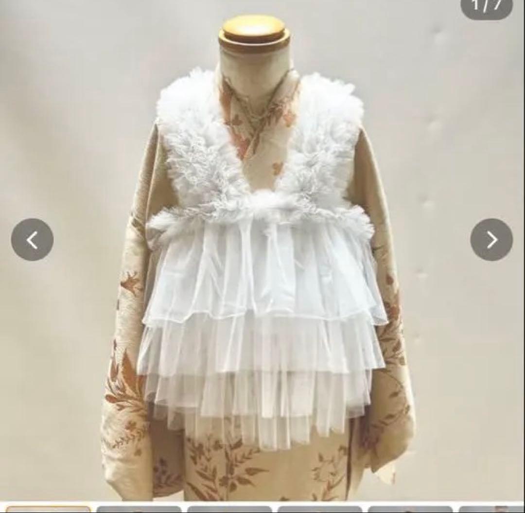 【美品】90サイズ　即日発送★七五三チュール被布　ホワイト