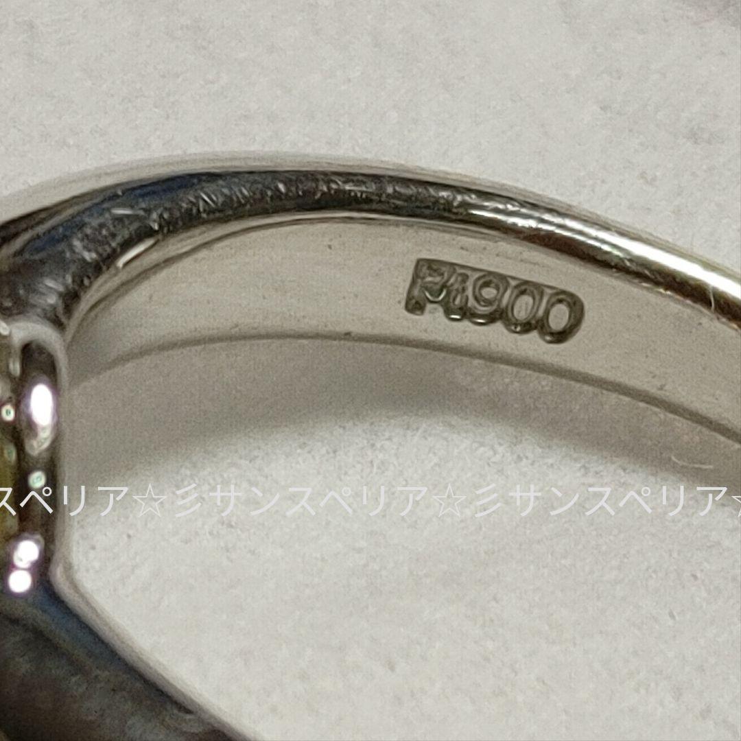 最終値下 少々訳有Pt900大きなスフェーン 3.28ctのシンプルリング鑑別付