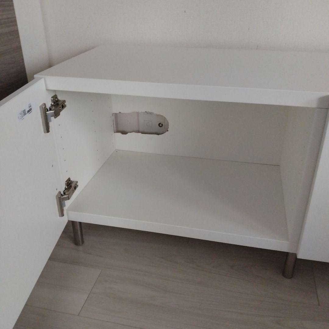 【引取り値引き】IKEA ベストー ホワイト, 120x40x38 脚10cm