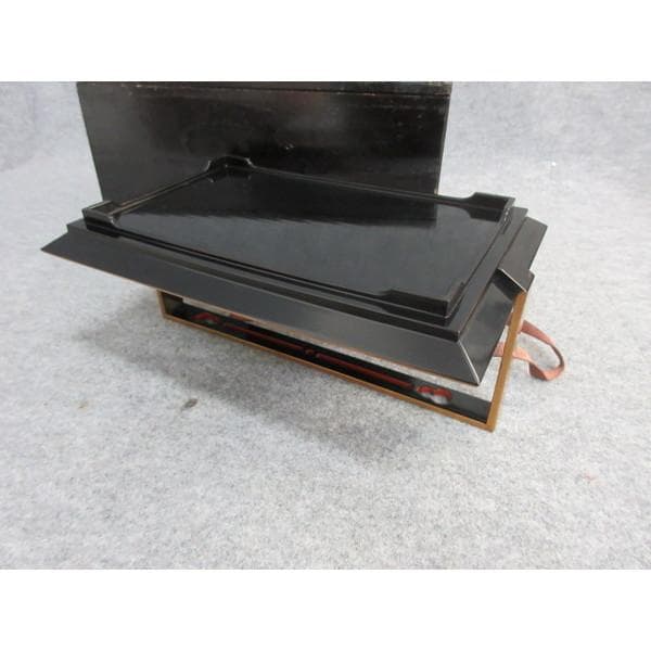 黒塗金縁金蒔絵扇に唐草手付盆箱附き [B27002]