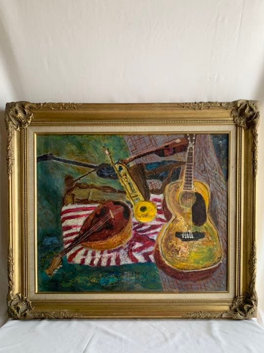 絵画　油絵　久松すみ【楽器】