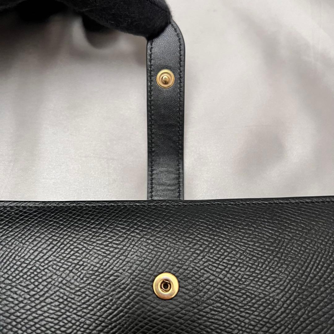 ◇美品◇セリーヌ　ストラップウォレット　ラージ　二つ折り財布　ブラック　レザー