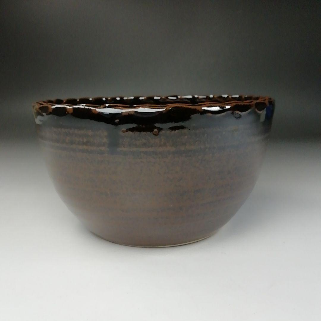 Ｔ２１２　建水　『膳所焼』『輪花　建水』『淡海ぜぜ陽炎園造』　共箱　茶道具