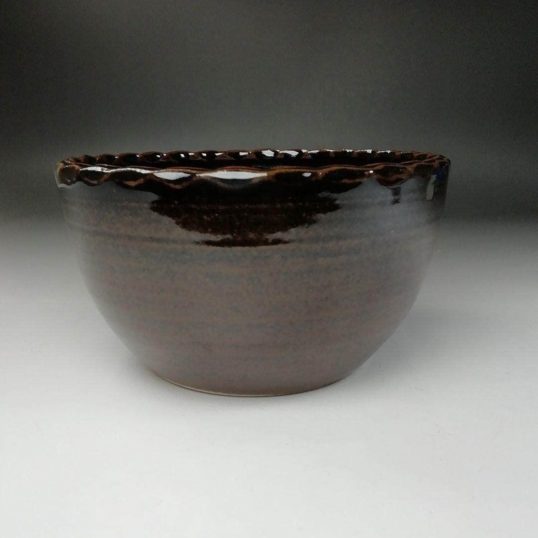 Ｔ２１２　建水　『膳所焼』『輪花　建水』『淡海ぜぜ陽炎園造』　共箱　茶道具