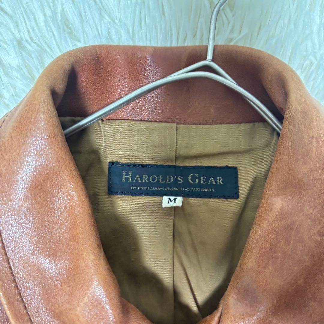 90's✨ハロルズギア ホースレザージャケット　馬革　シングルライダース　M 茶