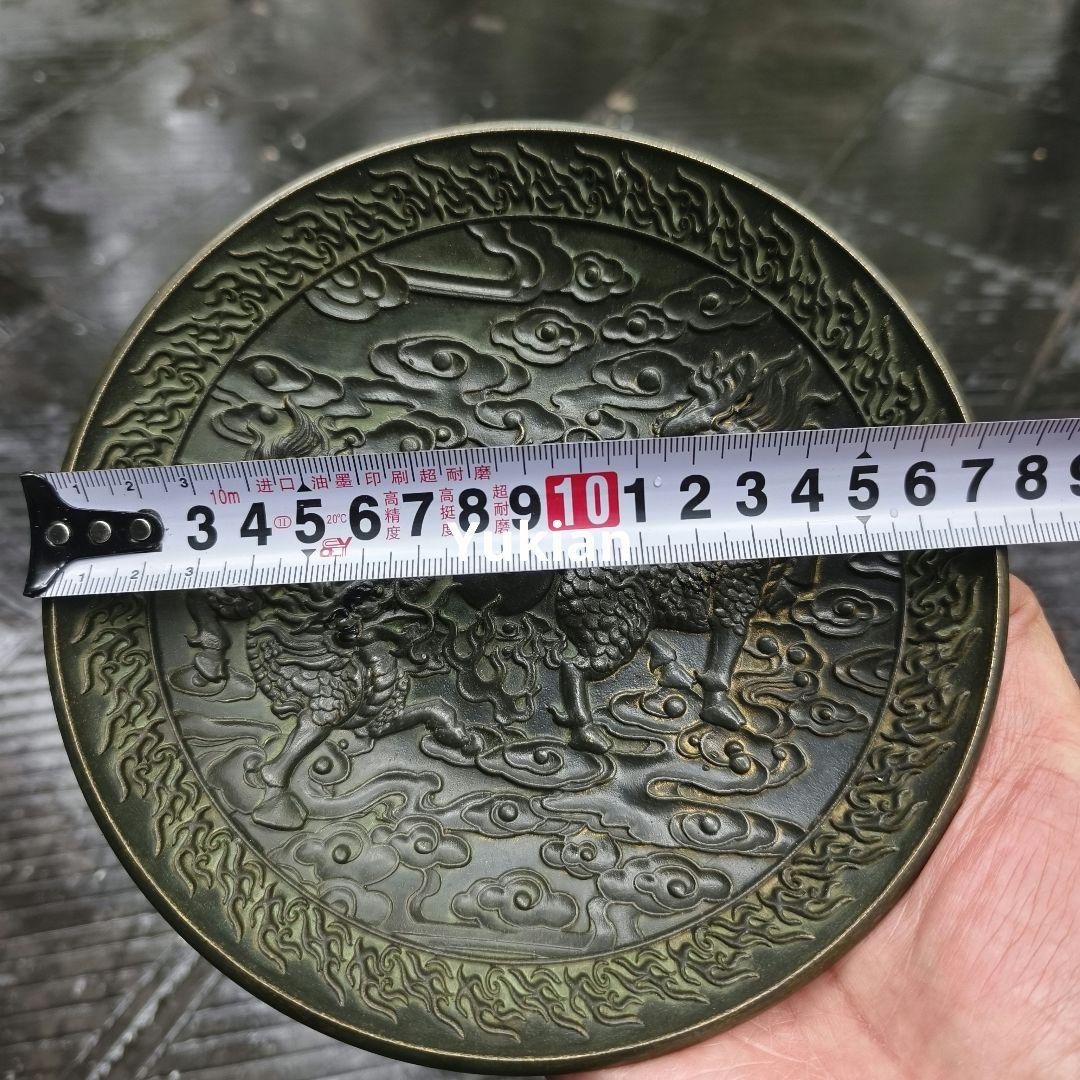 銅器 祥雲瑞獣麒麟皿 銅盤 装飾品 工芸品 美術品 置物