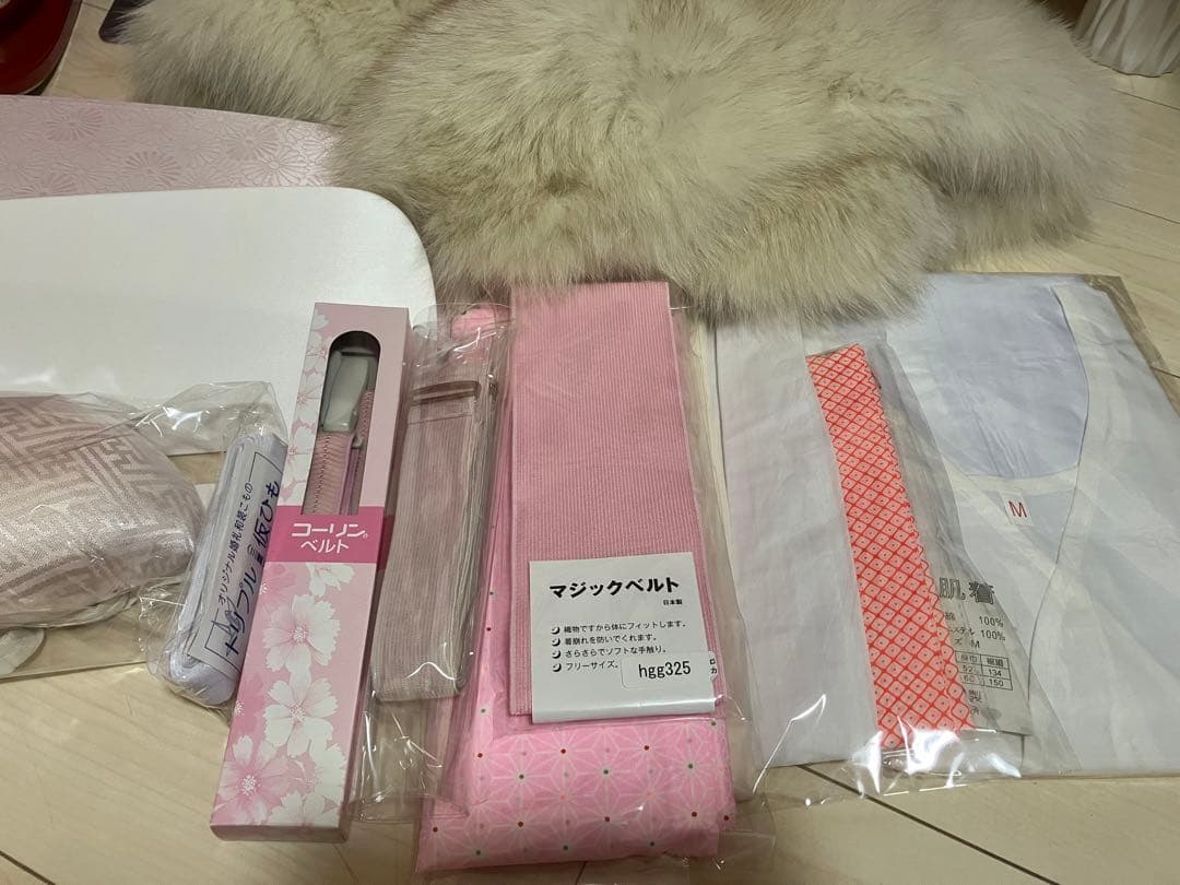 えんじ＆クリームツートン正絹振袖 全て揃ったフルセット　身丈174裄丈68