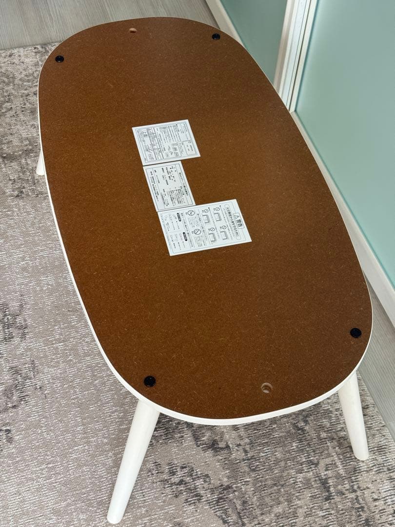 送料込み折脚楕円形カジュアルこたつ カルミナ950 ホワイト