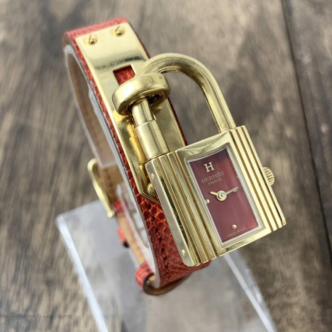エルメス/HERMES ケリーウォッチ 南京錠 リザード レディース腕時計