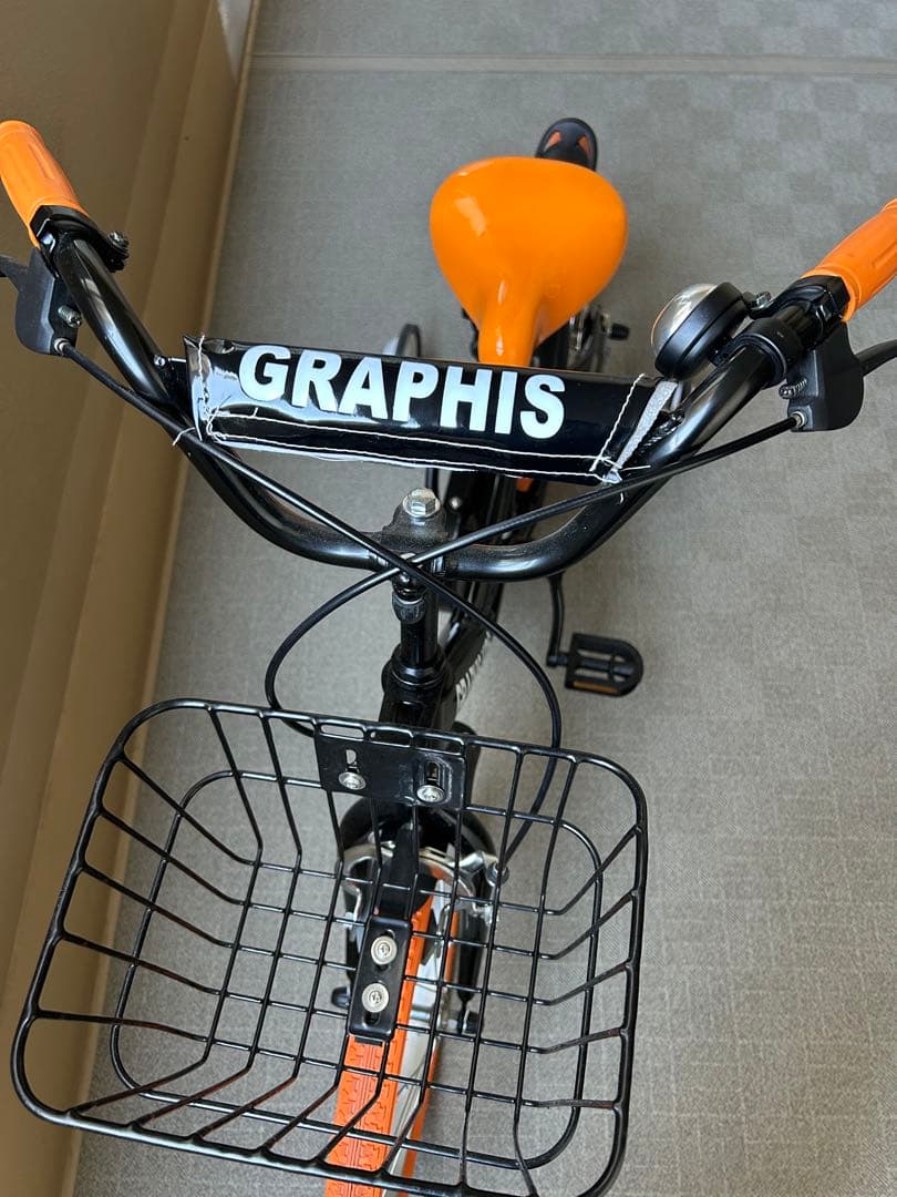 【美品】GRAPHIS☆子供用自転車☆18インチ　ブラック/オレンジ☆補助輪付き