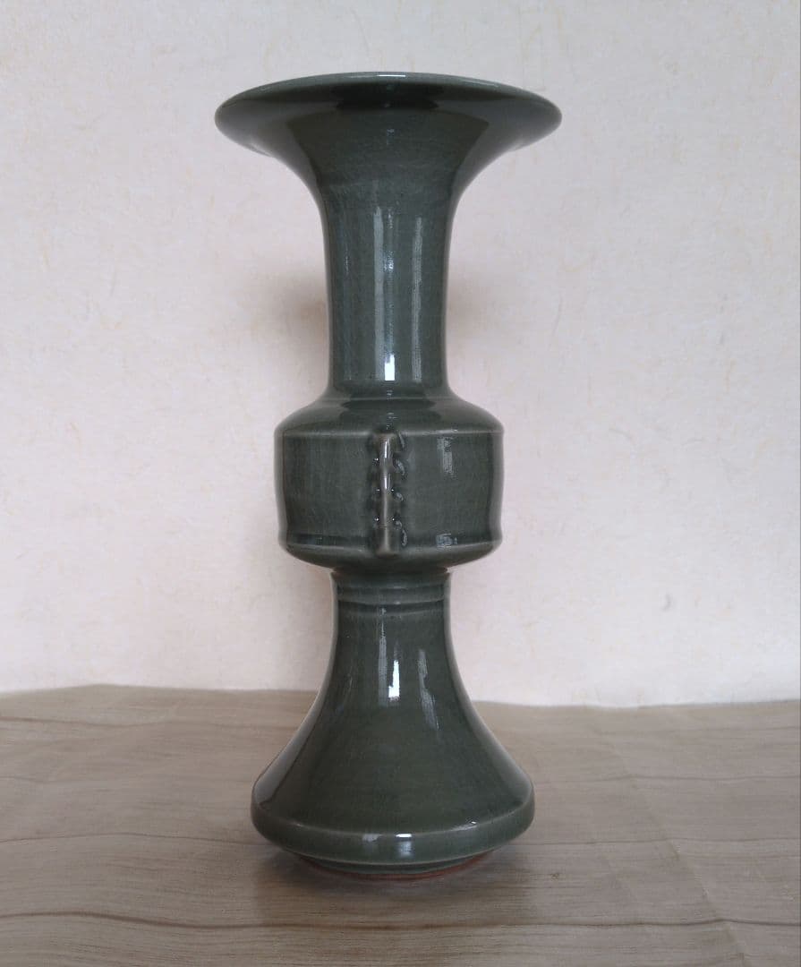 【値下げ!!】美品　青磁中蕪花入　墨田金太漢　茶道具　　韓国　尊式