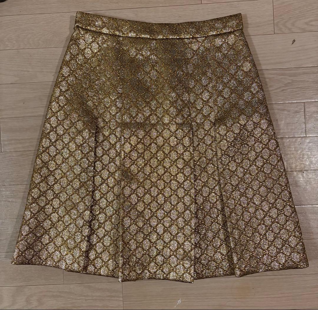 GUCCI グッチ ゴールドフレアスカート