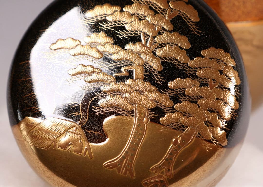 MA583 茶道具 一后一兆作 塩釜蒔絵 棗 保証品 共箱・共布・作歴 / 梨地