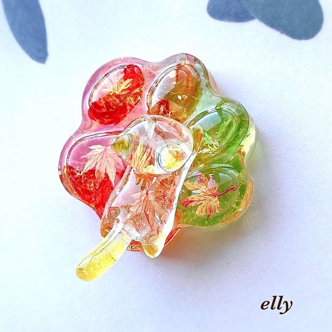 【ゼロ様】1511.天然石　琉球ガラス　楓　肉球　ジャンピング猫　レジン