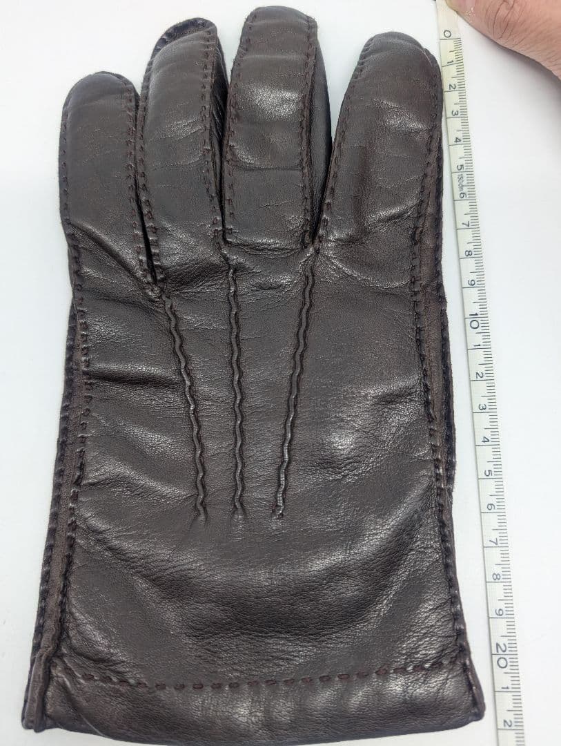 PRADA プラダ ブラウン 本革 レザーメンズ手袋 裏地カシミヤ100%