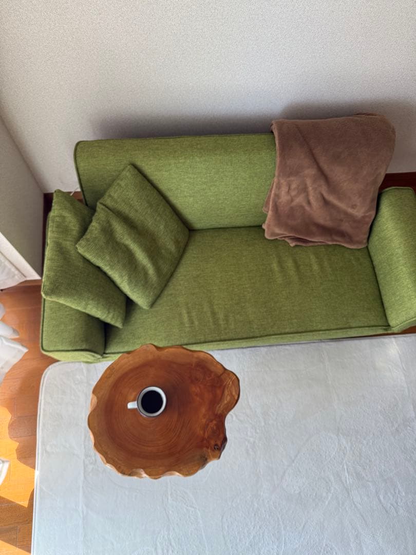 ナチュラルウッド 丸型サイドテーブル-コーヒーテーブル　(一枚板)