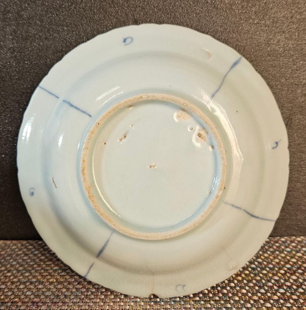 【専用ページ】【本物保証❗】江戸前期　 初期伊万里　芙蓉手花鳥図輪花皿 14.8