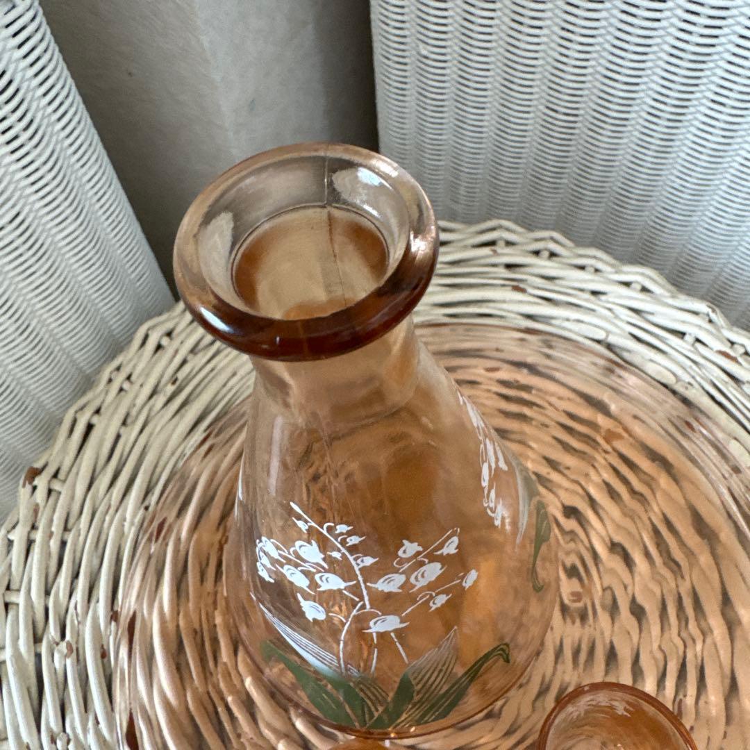 フランス　アンティーク　スズランカラフ 　ミニグラス　ガラストレイ