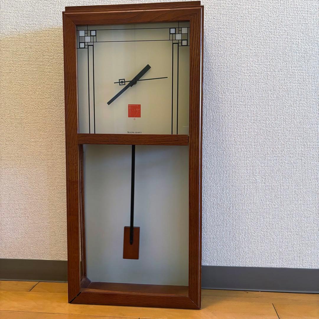 フランクロイドライト掛け時計 時報 BULOVA マントル時計 振り子時計