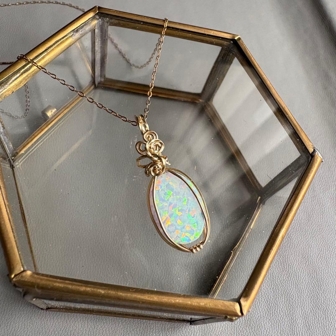 ngoma フリーサイズリング、京都オパール14kgfトップ、チェーン