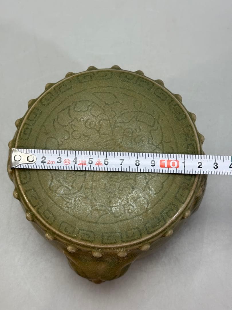 DT502 中国美術 青磁 太鼓形 獣面台 古陶磁