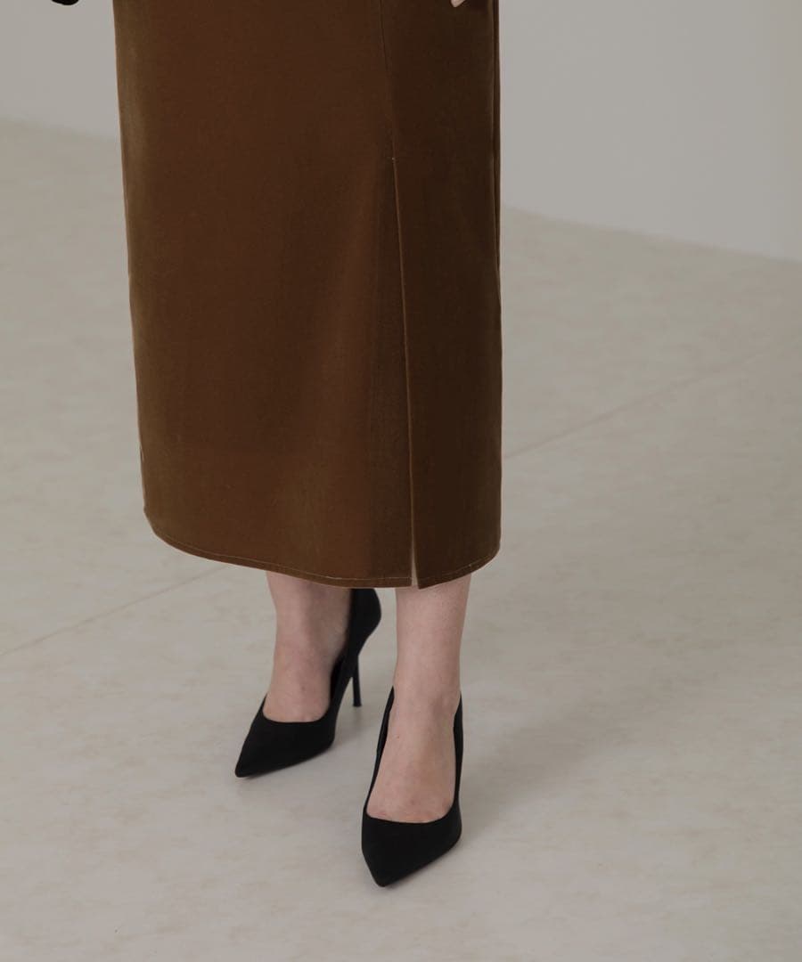 アシンメトリーティアードフリル3WAYベロアIラインドレスワンピース ブラウンM