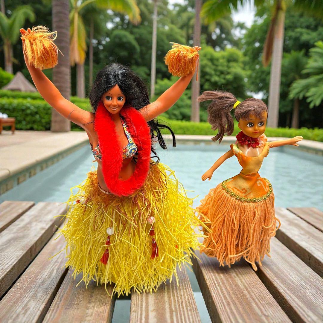 骨董アンティーク ソフビ ヴィンテージ セクシー フラガール人形 2体 レトロ