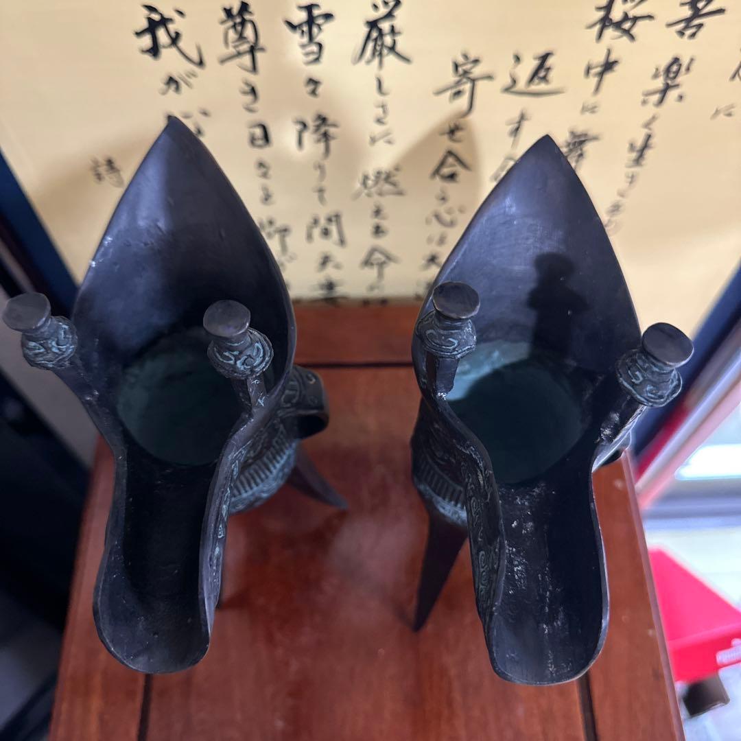 希少　中国美術　青銅器　爵 (レプリカ) 青銅三足酒器　インテリア　芸術品
