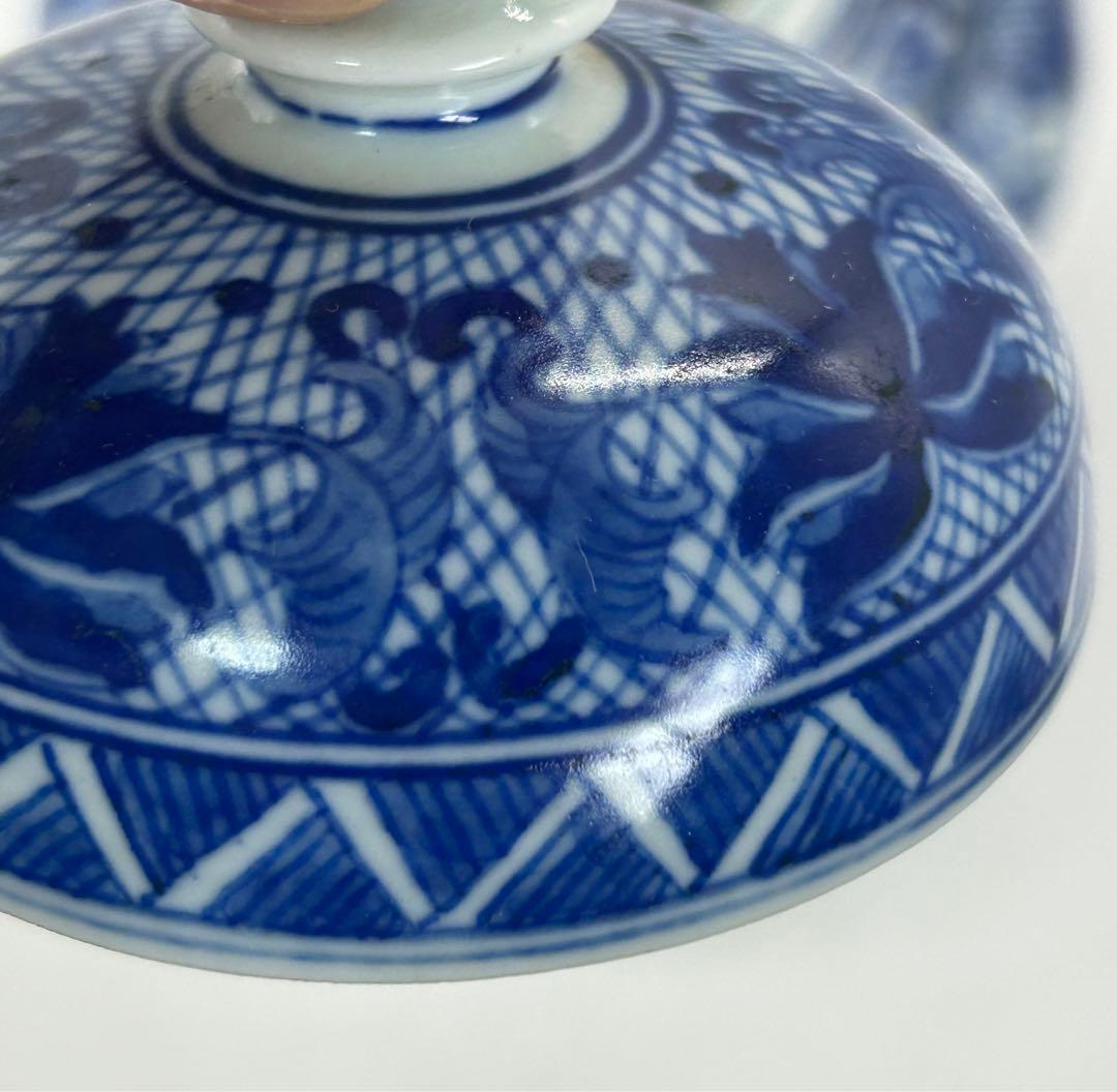 中国　染付　龍鳳紋蓋付壺　大清雍正年製銘　送料込み0814